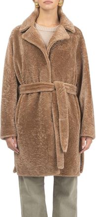 Gorski Reversible Textured Genuine Shearling Stroller, Belt in Latte/latte at Nordstrom, Size X-Small