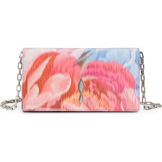 Christian Louboutin Bettina Floral Tissu Chin&eacute; Clutch in Pink Multi/Silver at Nordstrom