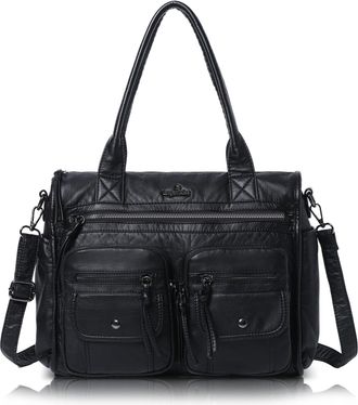 Angel Kiss Womens Black 6 Inch Hobo Bag with Tie-Dye Design, 2 Compartments, 9 Pockets, Anti-Theft, Durable PU Leather, 12422025031, 1769565031