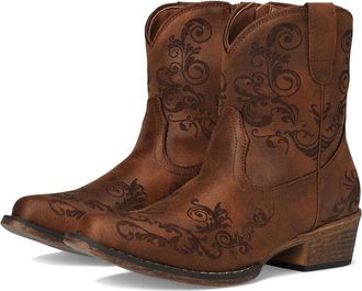 Roper Short Stuff Boots Brown Faux Leather Ankle Bootie HAWK544