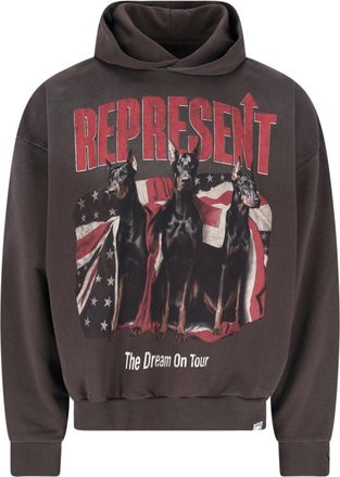 Represent Brown Graphic Print Cotton Logo Hoodie