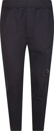 C.P. Company Lens Tapered Black Cotton Sweatpants