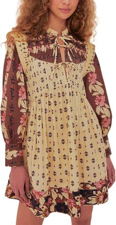 Farm Rio Farm Rio Ainika Maxi Floral Cream Open Yoke Mini Dress