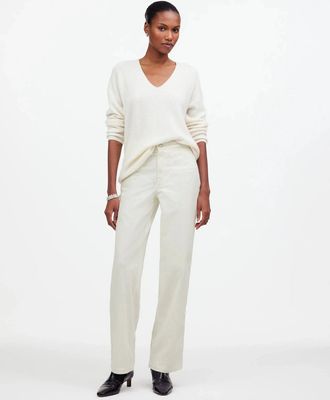 Madewell Womens Madewell The Emmett Pants White Welt Pocket Edition Wide-Leg GBO2266