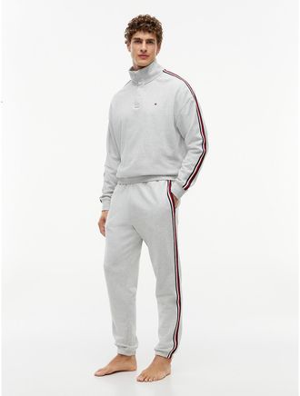 Tommy Hilfiger Mens Signature Stripe Terry Lounge Jogger - Ice Grey Heather - XL