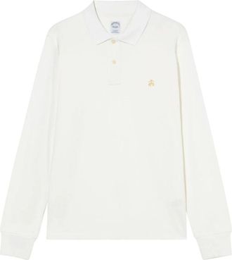 Brooks Brothers Supima Katoen Piqu&eacute; Polo met Logo - Heren - Polos - Wit - L - Katoen - Tops