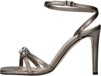 Pinko Trichopilia Sandaal - Dames - Sandalen met hakken - Grijs - 35 EU - Leer - Schoenen