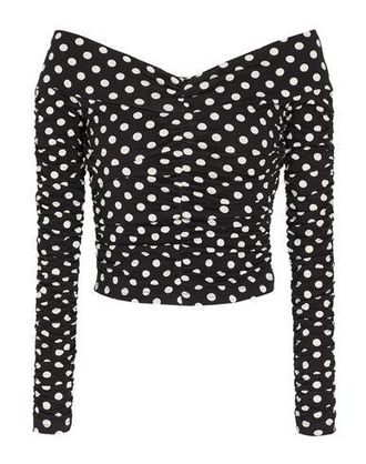 8 by YOOX PRINTED OFF-SHOULDER FRONT GATHERING TOP