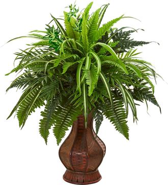 Nearly Natural 26-in Mixed Greens and Fern Artificial Plant in Decorative Planter at Nordstrom