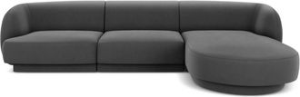 BLOOMINGLOFT 4-Sitzer Design Ecksofa Miley - mit Samtbezug Dunkelgrau