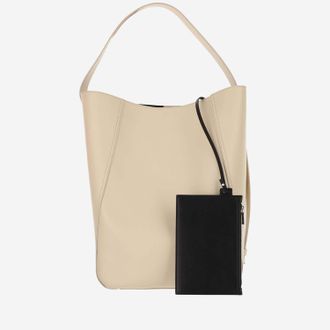 ARMARIUM Womens Leather Shoulder Bag Beige Tote