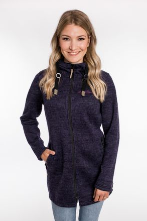 Deproc Strickfleecejacke DEPROC ACTIVE TYNDALL WOMEN, Damen, Gr. 36/38 (M), lila (dunkellila), 90% Polyester; 10% Wolle, tailliert, gerader Abschluss, Jacken