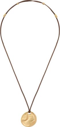 Reiss Orla Leather Cord Pendant Necklace in Gold Tone /Tan at Nordstrom