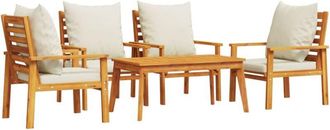 vidaXL Juego De Muebles Jard&iacute;n 5 Pzas Con Cojines Madera Maciza Acacia Vidaxl