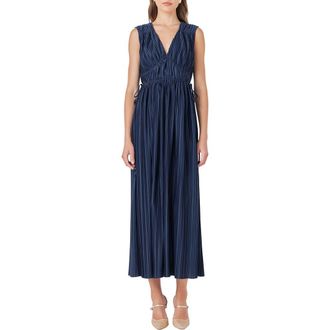 endless rose Sleeveless Micropleat Maxi Dress in Navy at Nordstrom, Size Medium