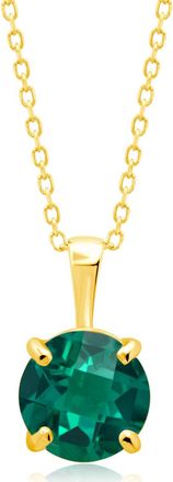 MAX + STONE 14k Yellow or White Gold 8mm Gemstone Round Pendant Necklace with 18 Inch Chain