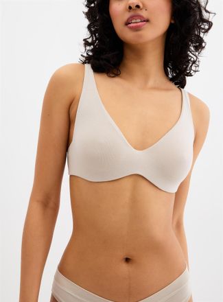 Miiyu Womens Minimalist solid-colour plunge bra