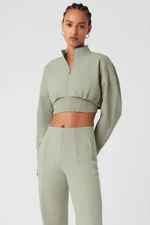 Alo | On Point Moto Jacket in Limestone Green, Size: XS