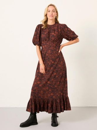 Fat Face FatFace Mila Black Circle Floral Regular Midi Dress