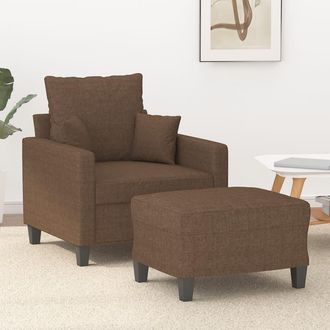 vidaXL Sill&oacute;n Con Taburete Tela Marr&oacute;n 60 Cm Vidaxl