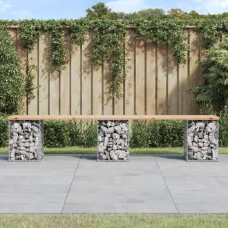 vidaXL Vidaxl - Banco De Jard&iacute;n Dise&ntilde;o Gaviones Madera Maciza Pino 203x31x42 Cm