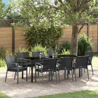 vidaXL Conjunto De Comedor De Jard&iacute;n 9 Pcs Negro Y Gris Vidaxl