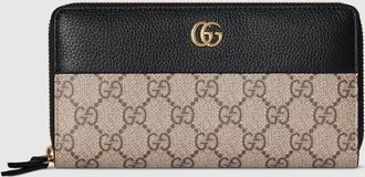 Gucci GG Marmont Bi-color Zip Around Wallet, Black, Leather