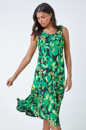 Roman Floral Bias Cut Stretch Dress