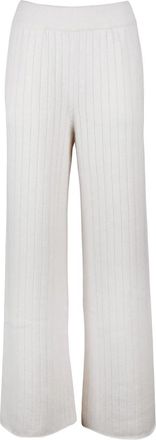 Eleventy Wide-Leg Knit Trousers with Ribbed Texture and Elastic Waistband
