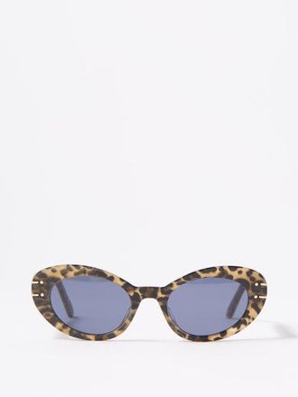 Dior Dior - Diorsignature B3u Cat-eye Acetate Sunglasses - Womens - Beige Multi - ONE SIZE