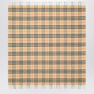 Burberry Sciarpa in lana beige sabbia motivo Check