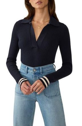 Faherty Shiloh Organic Cotton & Cashmere Polo Sweater in Navy Retro Stripe at Nordstrom Rack, Size X-Large