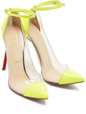 Christian Louboutin 120mm Un Bout Rond heeled pumps - women - PVC/Calf Leather/Calf Leather/PVC - 38.5 - Green