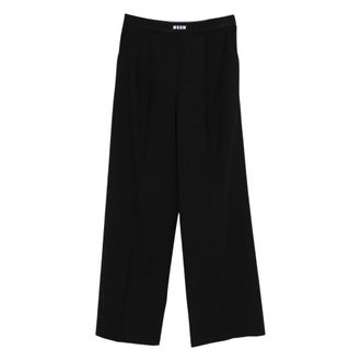Msgm Palazzo Trousers - female - MSGM - Wide Trousers - Black - S - Trousers