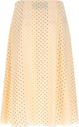 Valentino Garavani Multicolor Starry Print Silk Skirt - Cream