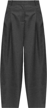 By Malene Birger Povilanna broek met persvouw - Dames - Broeken - Grijs - S - Leer - Broeken