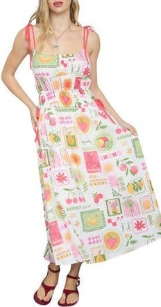 Blu Pepper Fruit Patchwork Midi Dress in Red Multi at Nordstrom Rack, Size Medium