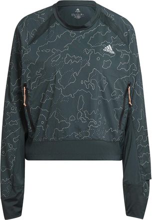 adidas Womens X City Running Crewneck Ladies Jacket in Shadow Green - Size 2XS