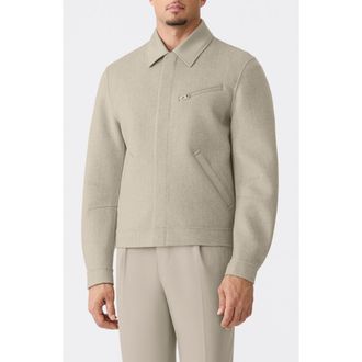 Mackage Hayes Herringbone Mixed Media Wool Jacket in Taupe Mix-Taupe at Nordstrom, Size 38