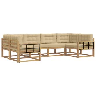 vidaXL Conjunto De Sof&aacute;s De Exterior Con Coj&iacute;n 6 Pcs Y Beige Vidaxl