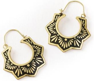 Matr Boomie Nisha Lotus Hoop Earrings in Black at Nordstrom