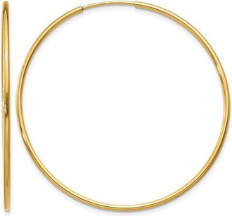 Diamond2Deal 14k Yellow Gold 1.20mm Round Hoop Earring 40 mm
