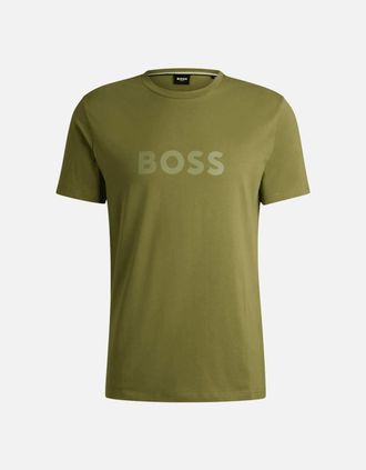 HUGO BOSS Mens RN Logo Print Regular Fit Green T-Shirt - Size: 38