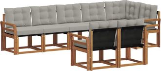 vidaXL Conjunto De Sof&aacute;s De Exterior 8 Uds. Gris Natural Y Claro Vidaxl