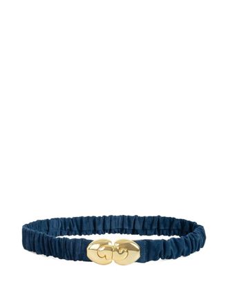 Isolda Caju gesmockte riem met gouden gesp - Blauw