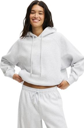 Cotton On Womens Active Plush Premium Raglan Hoodie in Cloudy Grey Marle at Nordstrom, Size X-Large