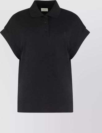 Saint Laurent piqué cotton blend polo shirt