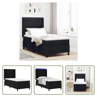 vidaXL Vidaxl Cama Box Spring Led Con Cabecera Negro 90 X 190 Cm Tela