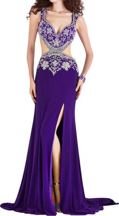 Angela & Alison Sparkling Prom Dress In Majestic Purple