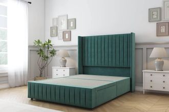 Sloomy Marlborough Plush Divan Base 2 Drawers 54 Headboard 12Footboard in Emerald | Size: Small Double